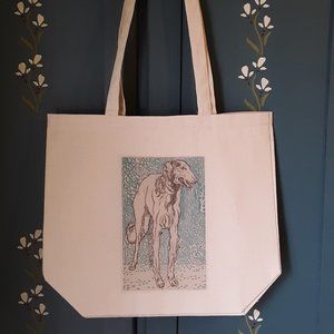 Borsoi Afghan Hound Dog Illustration 100% Cotton NEW Canvas Bag
